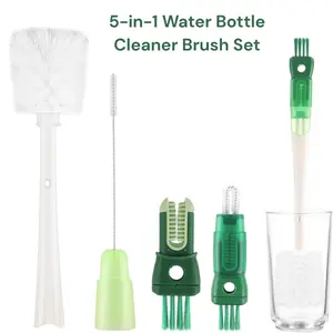 5-in-1 Water Bottle Cleaner Brush Set, Bottle Scrubber for Cups, Straws & Lids Deep Cleaning Kit Mother Gift