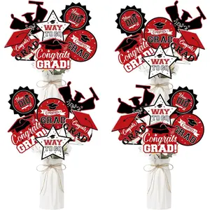 24 count Graduation Party Decorations Class of 2026, Graduation Centerpieces for Tables, 2026 Congrats Grad Party Centerpiece Stick Table Toppers for Graduation Party Supplies (Red)