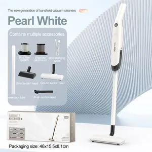 K23D Pearl White Handheld Cordless Vacuum Cleaner, 6-in-1 Portable Rechargeable Stick Vacuum with Multiple Attachments, Lightweight & Powerful Suction for Home, Car, Hard Floors, Pet Hair, Couch and Crevices