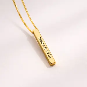 Name Bar Necklace, Custom Name Pendant, Name Bar Jewelry, Name Personalize Necklace Gift for Sister, Couple Name Pendant, Kids Name Necklace