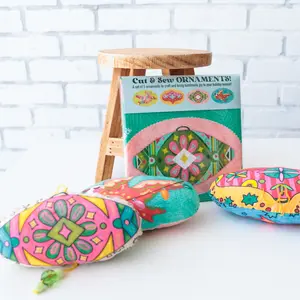 DIY Holiday Ornament Kit – Cut & Sew Fabric Craft Kit | Christmas Sewing Project for Kids & Families | Easy Beginner Craft, Creative Gift Idea, Holiday Activity for Parents & Children, Family Craft Time, Handmade Fabric Ornaments