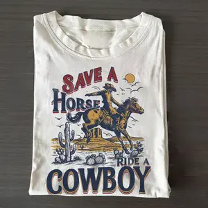 Save A Horse Ride A Cowboy T-Shirt, Vintage 90s Western Graphic Tee, Retro Cowboy Rodeo Shirt, Unisex Crew Neck Shirt