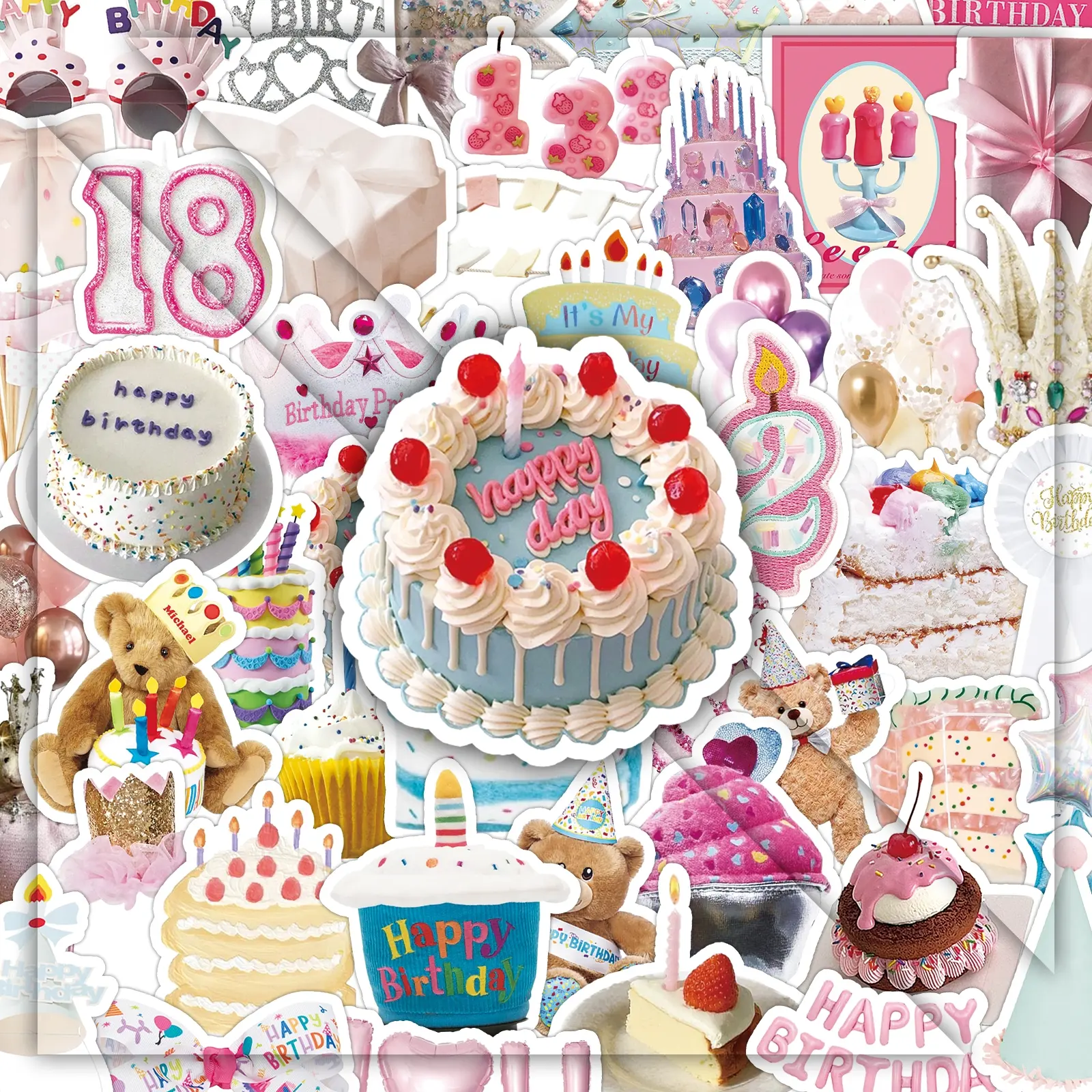 100 Sheets Birthday Sticker Pack - DIY Sticker Paper, Fun Cartoon Designs for Party Decorations, Scrapbooking & DIY Crafts (2 Styles) Funny Stickers