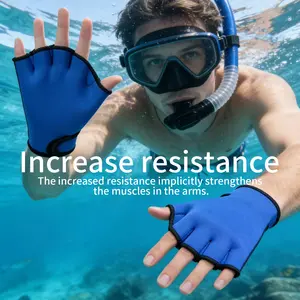 Swimming Gloves Aquatic Training Gloves, Neoprene Webbed Fitness Mittens, Water Resistance Training Mittens with Wrist Strap, Large Medium Small
