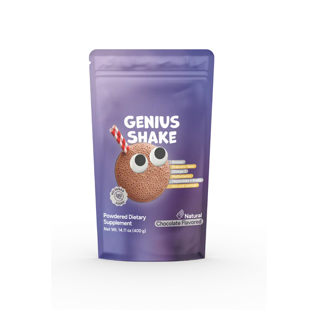 GENIUS SHAKE - Chocolate Flavor | Whey Protein Isolate Powder Supplement with Vitamins, Minerals, Omegas, Inulin Fiber, Fruits & Vegetables - Support Daily Energy, Bone Health, Digestive Health & Immune Wellness