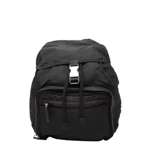 Pre-owned PRADA Nylon Travel Bags Single Buckle Pocket Backpack Tessuto Small by Rebag