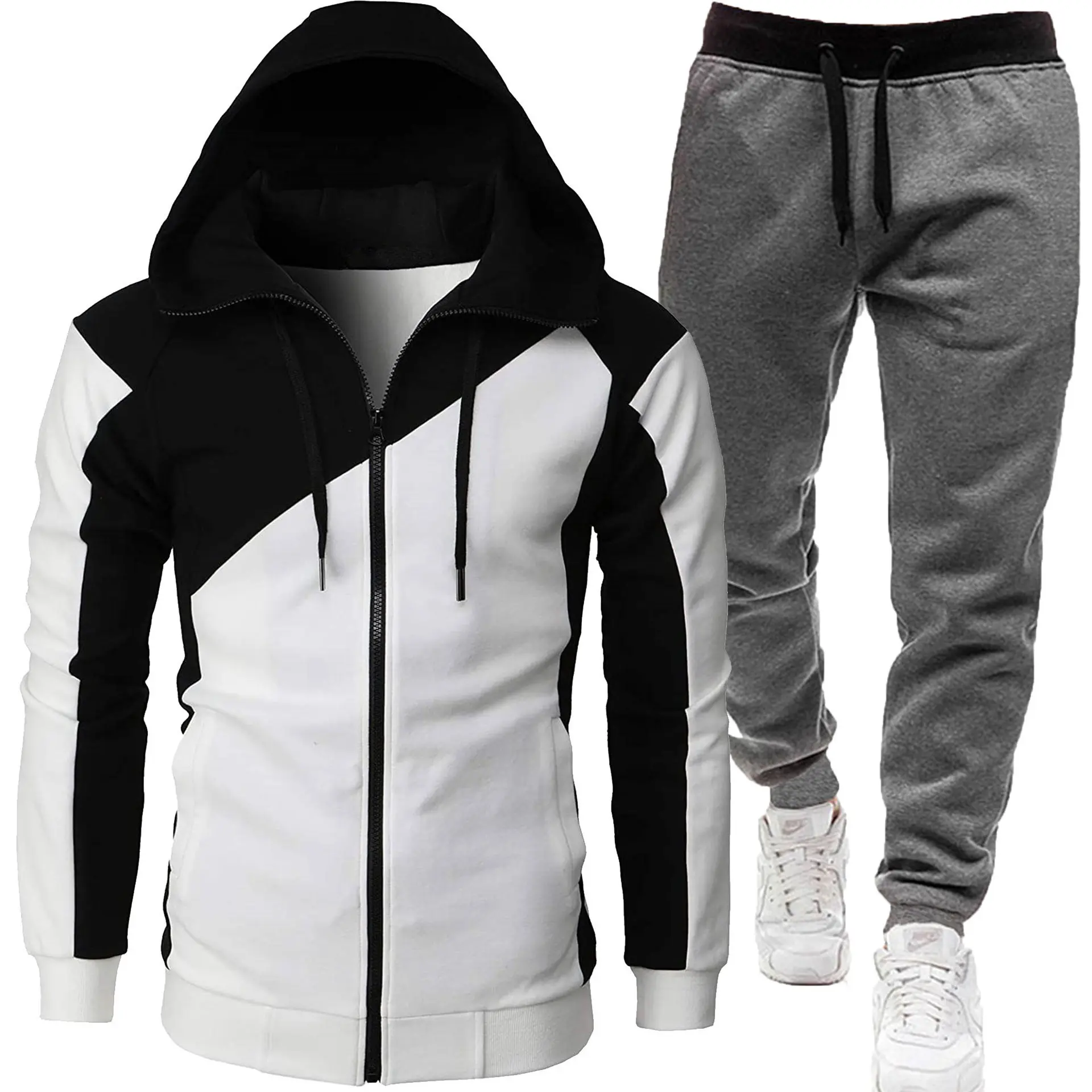 White+dark gray pants