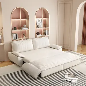 73.2" Queen Size Pull Out Sofa Bed, Velvet Convertible Cloud Sleeper Couch Bed with 2 Soft Pillows, Comfy Oversized loveseat Futon Couch for Living Room, Apartment, Small Space