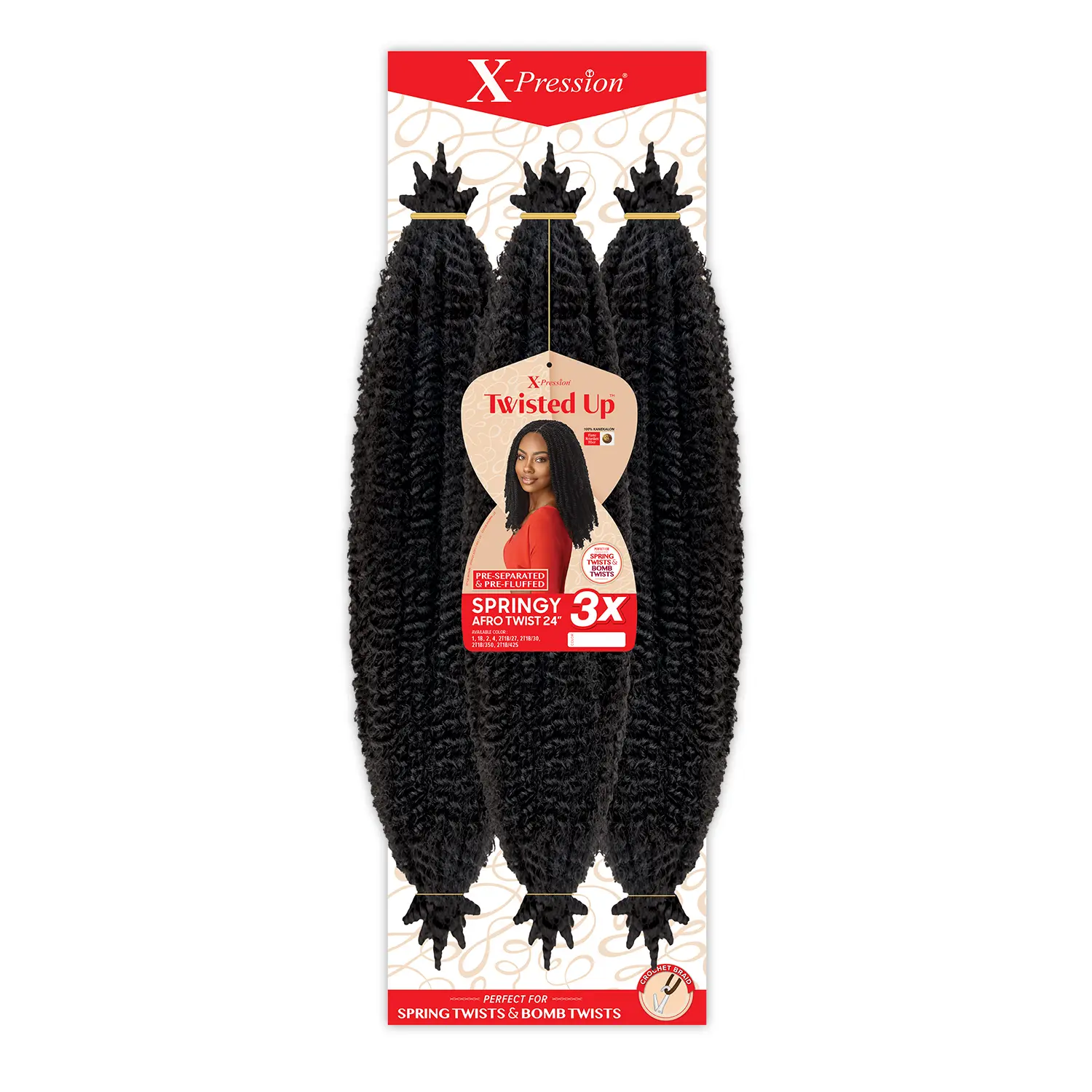 Outre Crochet Braids X-Pression Twisted Up 3X Springy Afro Twist 24" Outre Crochet Braids X-Pression Twisted Up 3X Springy Afro Twist 24"