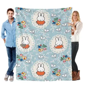 Miffy Cartoon Blanket Featuring Adorable Rabbit Design Soft Comfortable Polyester Fabric Skin Friendly Machine Washable for All Seasons