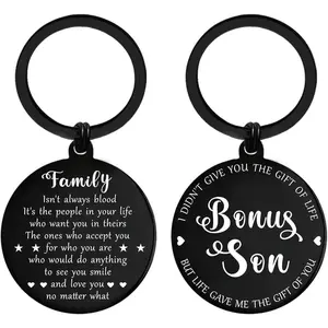 BY-397  To My Bonus Son Gifts - Life Gave Me the Gift of You - Stepson Gifts from Stepmom Stepdad, Step Son Keychain