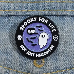 1/2pcs Ghost Pattern Brooch Phrase Pin Halloween Badges Punk Gothic Jewelry Gift for Friends Gifts for Family