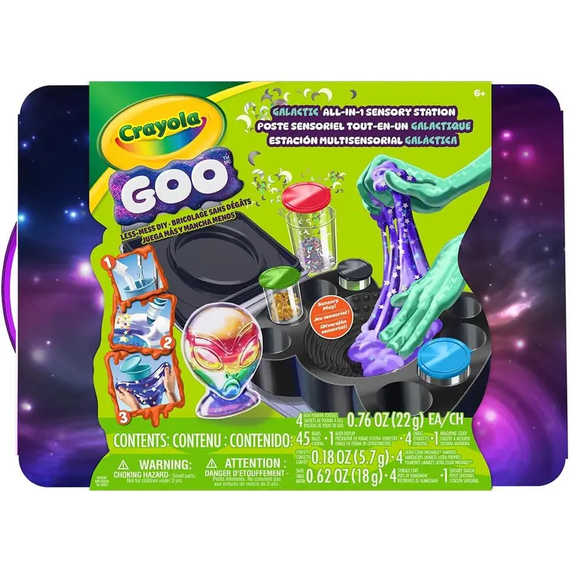 Crayola Goo All-in-1 Sensory Station, Galactic Slime Making Kit for ...
