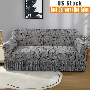 1pc Printed Stretch Sofa Cover Suitable For 1/2/3/4 Seater Sofas In Living Room