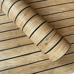 Self-adhesive 3D Wood Grain Striped Wall Stickers, Thickened Grille Wall Decals with Embossed Texture, Cuttable and Easy to Apdroom Living Room Wall Ceiling TV Background Wall Decoration, PVC Material, 110.2inch*15.7inch Size