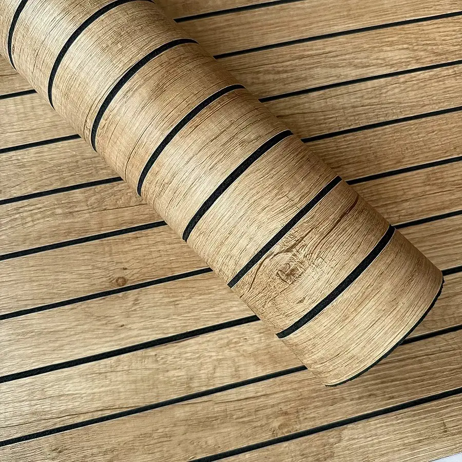 Self-adhesive 3D Wood Grain Striped Wall Stickers, Thickened Grille Wall Decals with Embossed Texture, Cuttable and Easy to Apdroom Living Room Wall Ceiling TV Background Wall Decoration, PVC Material, 110.2inch*15.7inch Size, Self Stick Wallpaper