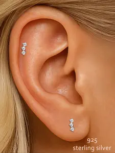 Women's Fashionable Rhinestone Earrings Set, 2-Piece Silver Color Jewelry for Daily Wear & Special Occasions, Elegant Design, Versatile Earrings, Stud Earrings Jewelry