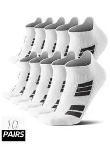 10 Pairs Neutral Seamless Crew Socks, Non-Slip Sole, Full Cushioning, Breathable Mesh, Ideal for Running, Fitness, All-Day Wear