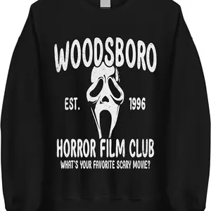 boony Woodsboro Horror Film Club Sweatshirt - Ghostface Movie Halloween Crewneck Tshirt, Hoodie and Sweatshirt M