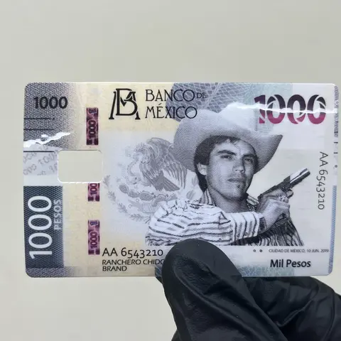 Chalino Sanchez w/ Mexican Eagle 1000 Pesos Debit/Credit Card Sticker