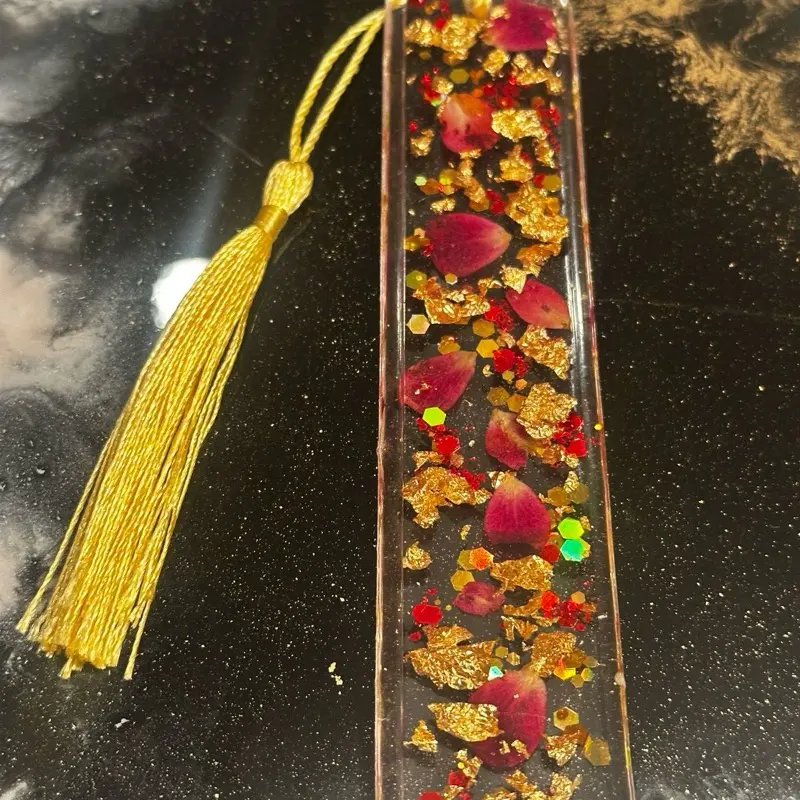 Rose Petals Real Pressed Flower Bookmark and Page Holder, Floral Resin Thumb Page Holder,Book Accessories,Birthday Gift, Page Spreader, Book Lover Gift