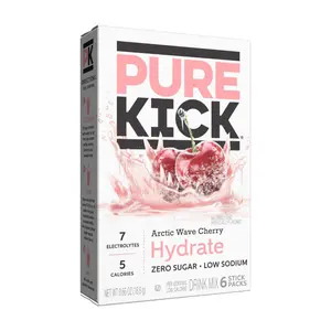 6x Pure Kick Hydrate Arctic Wave Cherry Drink Mix - Refreshing Beverage Powder Bundle 24 Servings