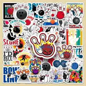 Bowling Theme Sticker, 50pcs/set Creative Bowling Sports Self Adhesive Decals, DIY Decorative Sticker for Scrapbooking, Journaling, Gift Wrapping, Funny Stickers