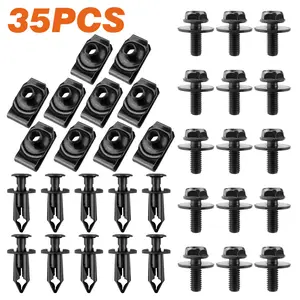 Toyota Replacement Body Bolts & U-nut Clips – 35pcs M6 Car Accessories for Engine Under Cover Splash Shield Guard