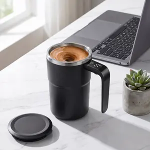 Automatic Magnetic Stirring Cup with LED Display, 3s Fast Blending, Rechargeable, Leakproof Lid, Perfect for Busy Moms, Students, Protein Shakes, Hot Cocoa, Must-Have Coffee Accessory-YY0