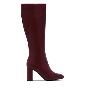 Fine Time Block Heel Knee High Boots - Wine