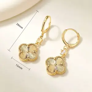 Lucky Clover Gold Hoop Earrings| Dainty Micro-Paved Clover Drop Earrings for Women#CloverEarrings#GoldHoopEarrings#CloverJewelry#MinimalistEarrings#DaintyJewelry#UniqueEarrings#LuckyClover#EarBuckles#SmallBusinessJewelry#GiftForHer