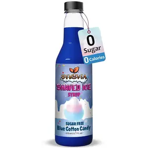 Syruvia Sugar-Free Blue Cotton Candy Snow Cone Syrup, 12.7 oz – 0-Calorie Syrup for Shaved Ice, Slushies, Soda & Popsicles. Keto, Kosher & Dairy-Free