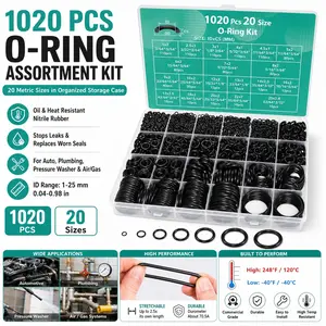 1020PCS O-Ring Assortment Kit 20 Sizes Rubber Seal Washer Set, Oil & Heat Resistant Leak Repair Gaskets with Storage Case for Car Auto Vehicle Plumbing Faucet Pressure Washer Air Gas Connections Home Garage DIY Maintenance