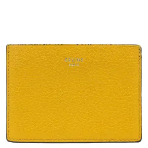 Pre-owned Celine Leather Wallet Card Holder Yellow