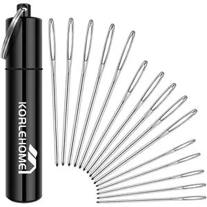 KOLEONHOME 15 Pcs Large Eye Yarn Tapestry Darning Needles, 3 Sizes Knitting Needles for Yarn with Aluminum Tube for Finishing Off Crochet Projects