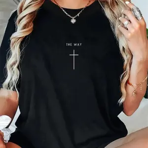 100% Cotton The Way Cross - Minimalist Christian Religious Jesus T-Shirt