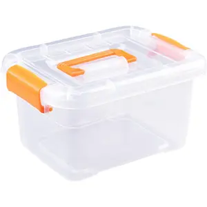 Bin with Latching Lid, Clear Box with Handle, Stackable Container for Organizing Toys, Crafts,, 1 Pack (Small)
