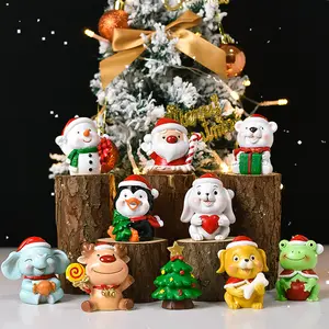 New Product 3-piece Set Creative Christmas Small Gifts Mini Cute Small Animal Christmas Tree Desktop Ornaments Santa Claus Decoration Gifts