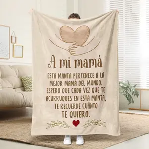 Heart Blanket Gift for Mom, Cozy Flannel Home Sofa Throw, Super Soft Allergy-Free Knit Fabric, Perfect for Bed Couch Camping Travel Car