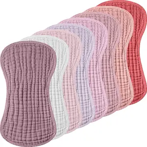 8 Packs Muslin Burp Cloths Baby Girl Large 20''x10'' Organic Cotton Burp Rags 6 Layers Absorbent Soft Colorful Washcloth for Drool Spit up Newborn Must Have Essential Shower Registry Gifts