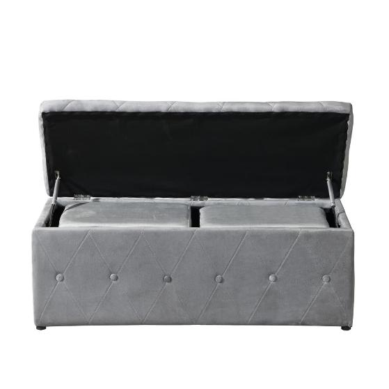 1 Rectangular Storage Ottoman And 2 Sets Of Ottoman