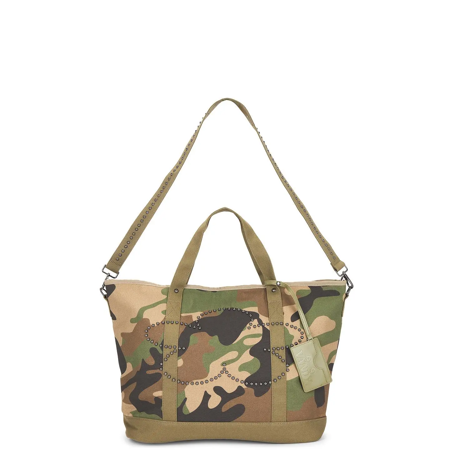 VANDYTHEPINK Studded Flower Tote Bag in Camo