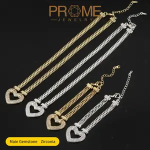 (CS014) 5A CZ Hip Hop Heart Pendant Necklace & Bracelet Set – Hypoallergenic Jewelry Duo Urban Streetwear Style Bold Gift with Graffiti Box