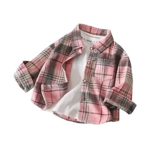 Boys' Autumn and Winter Two-tone Plaid Shirt Two-piece Set! Thickened Brushed Turn-down Collar Long Sleeve, Different Plaid Designs, Fashionable and Versatile