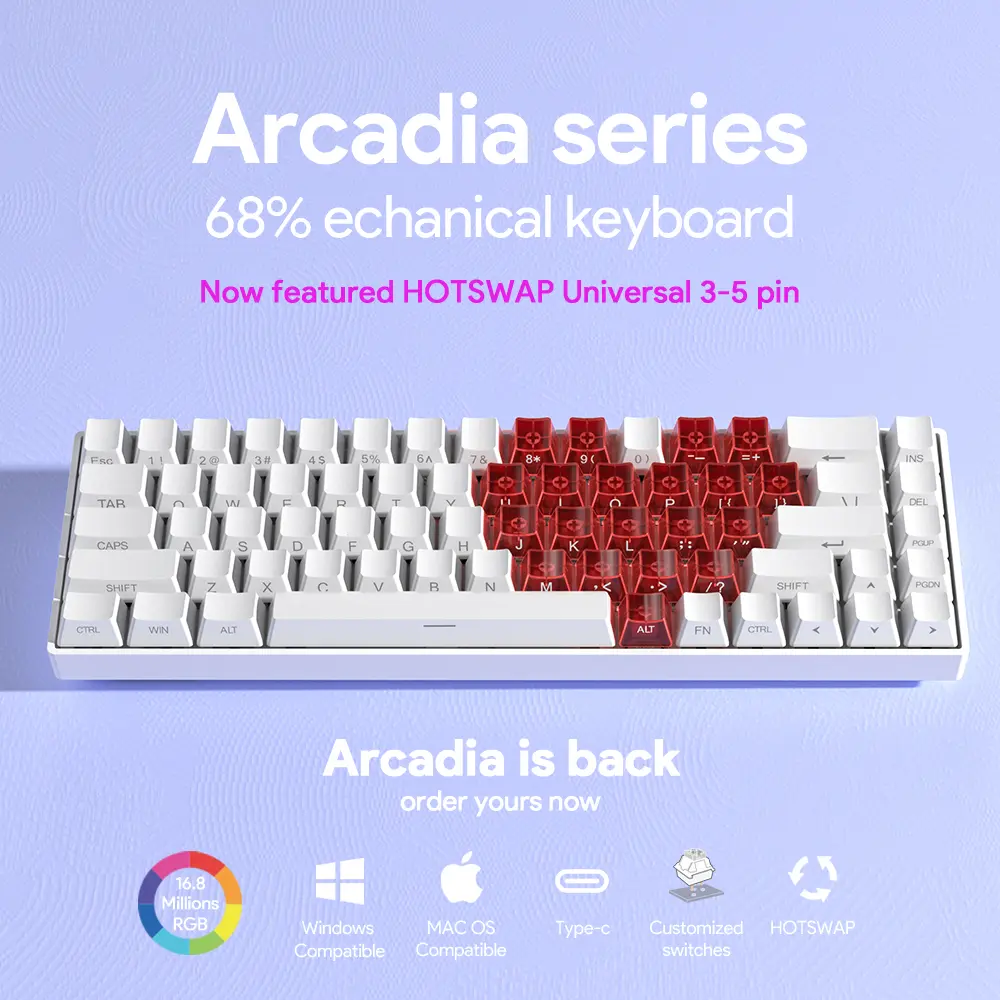 ZIFRIEND TK68 Mechanical Mini 60% Keyboard 68 Keys Layout