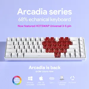 ZIFRIEND TK68 Mechanical Mini 60% Keyboard 68 Keys Layout Ergonomic Design Hot-Swappable Mint Switch RGB Backlit Type-C Wired Gaming Keyboard for Office and PC – Full Key Anti-Ghosting, Compatible with Windows & Mac, TK68 Ergonomic