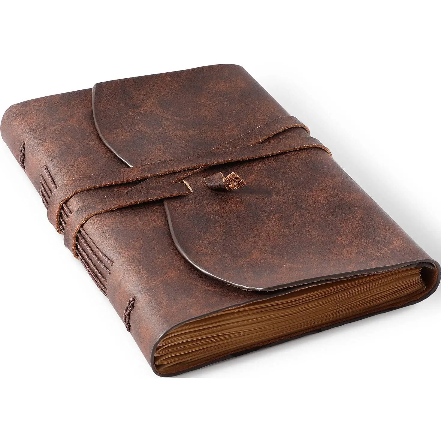 Leather Bound Journal for Men/Women, Rustic   Large Writing Notebook with 240  Lined Pages(6x8 inches), Business/Travel Daily Notepad Sketchbook  - Brown