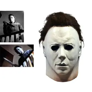 Michael Myers Adult Halloween Mask Latex Full Head Hair Scary Horror Murderer Cosplay
