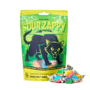 Taffy Shop, SOUR Zappy Cat Salt Water Taffy (7oz) - Gourmet Soft & Chewy Candy
