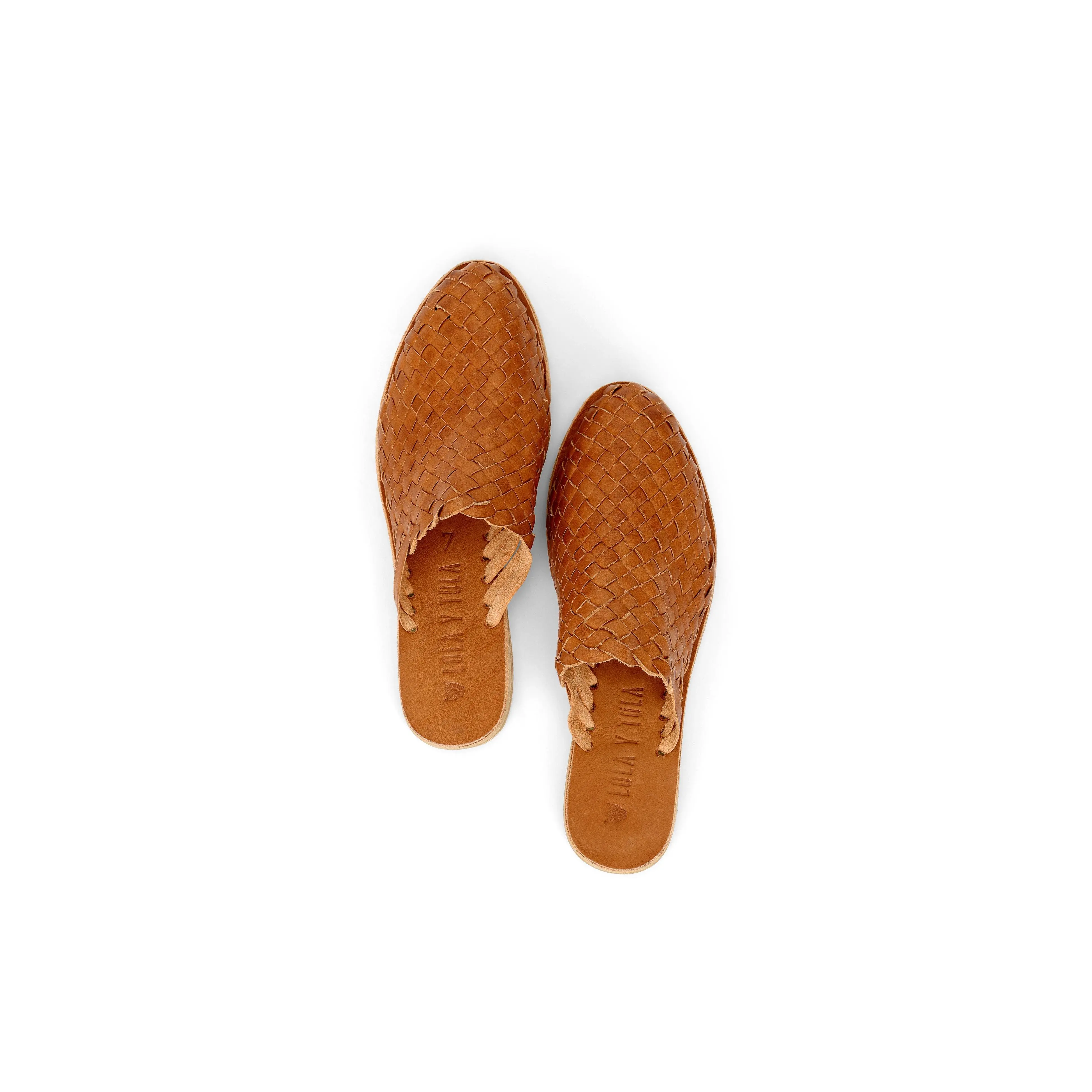 Hand Woven Leather Slides Camel Hand Woven Leather Slides Camel